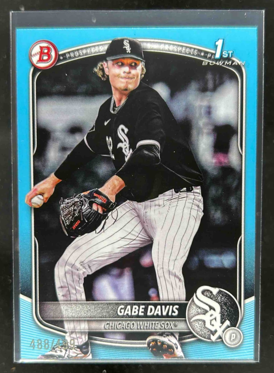 Card image for Gabe Davis 2025 Bowman Baseball Draft Sky Blue Boarder /499 Chicago White Sox