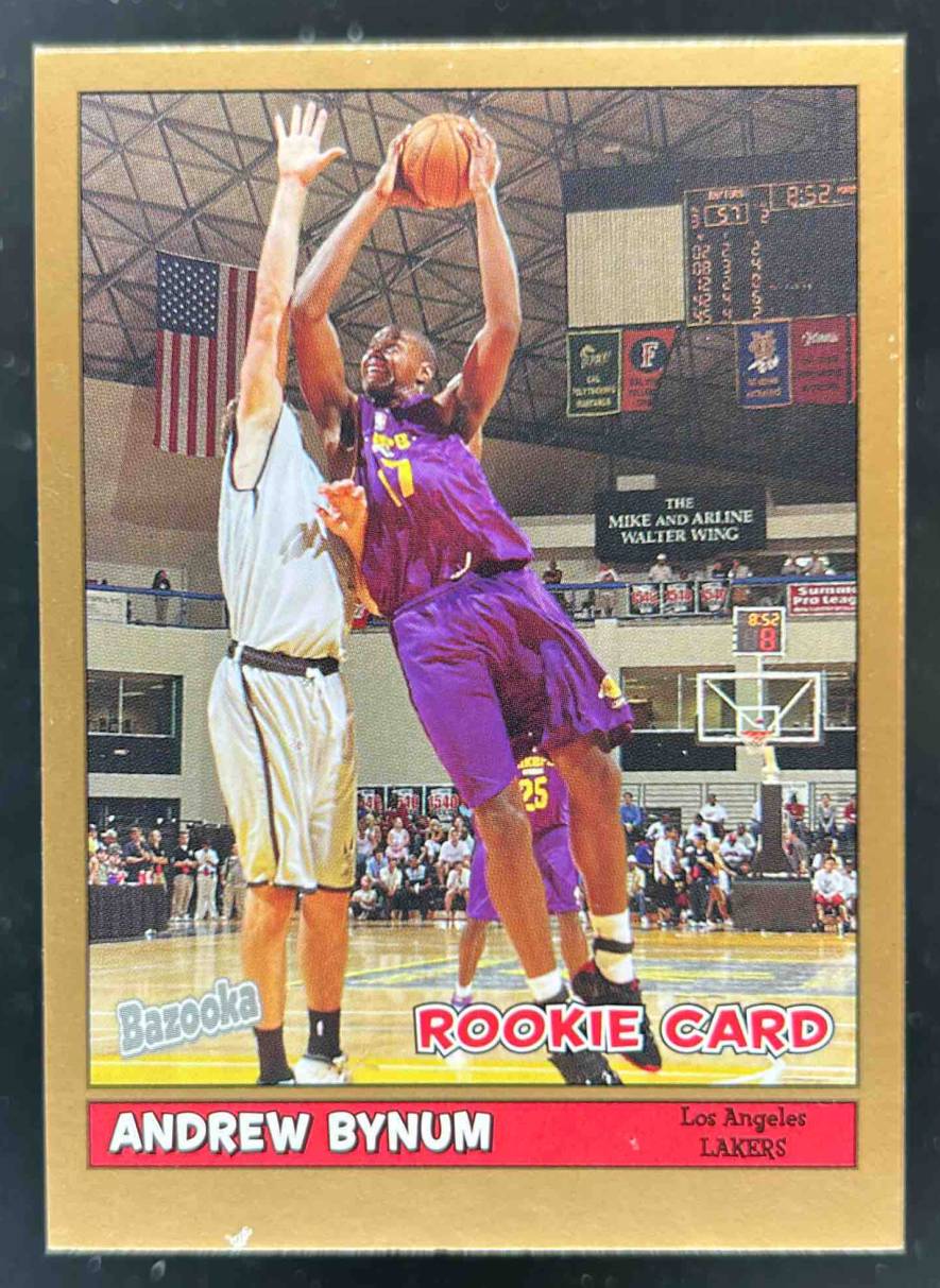 Card image for 2005-06 TOPPS BAZOOKA ANDREW BYNUM GOLD #182 RC ROOKIE LOS ANGELES LAKERS