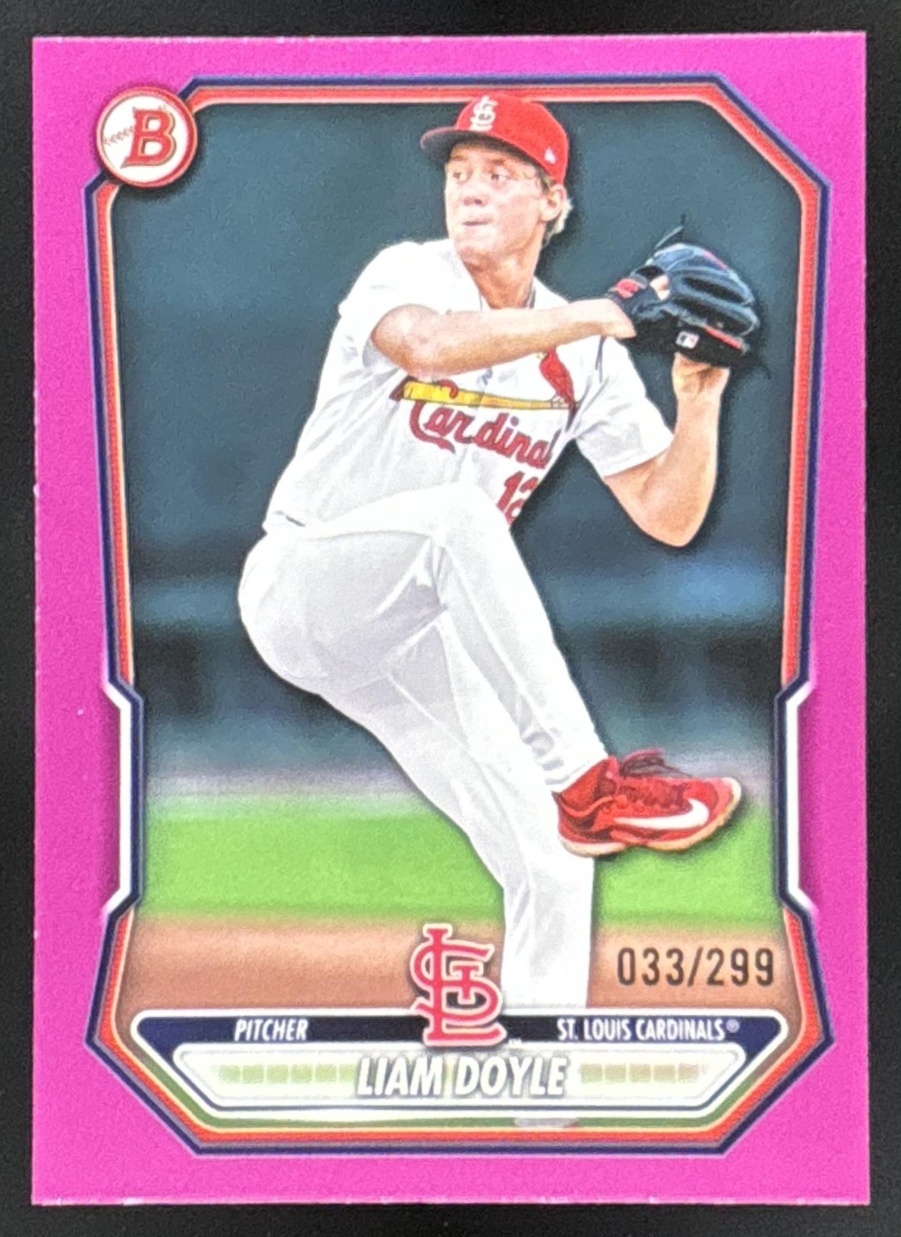 Card image for Liam Doyle 2026 Bowman Fuchsia Border /299 Prospects St. Louis Cardinals