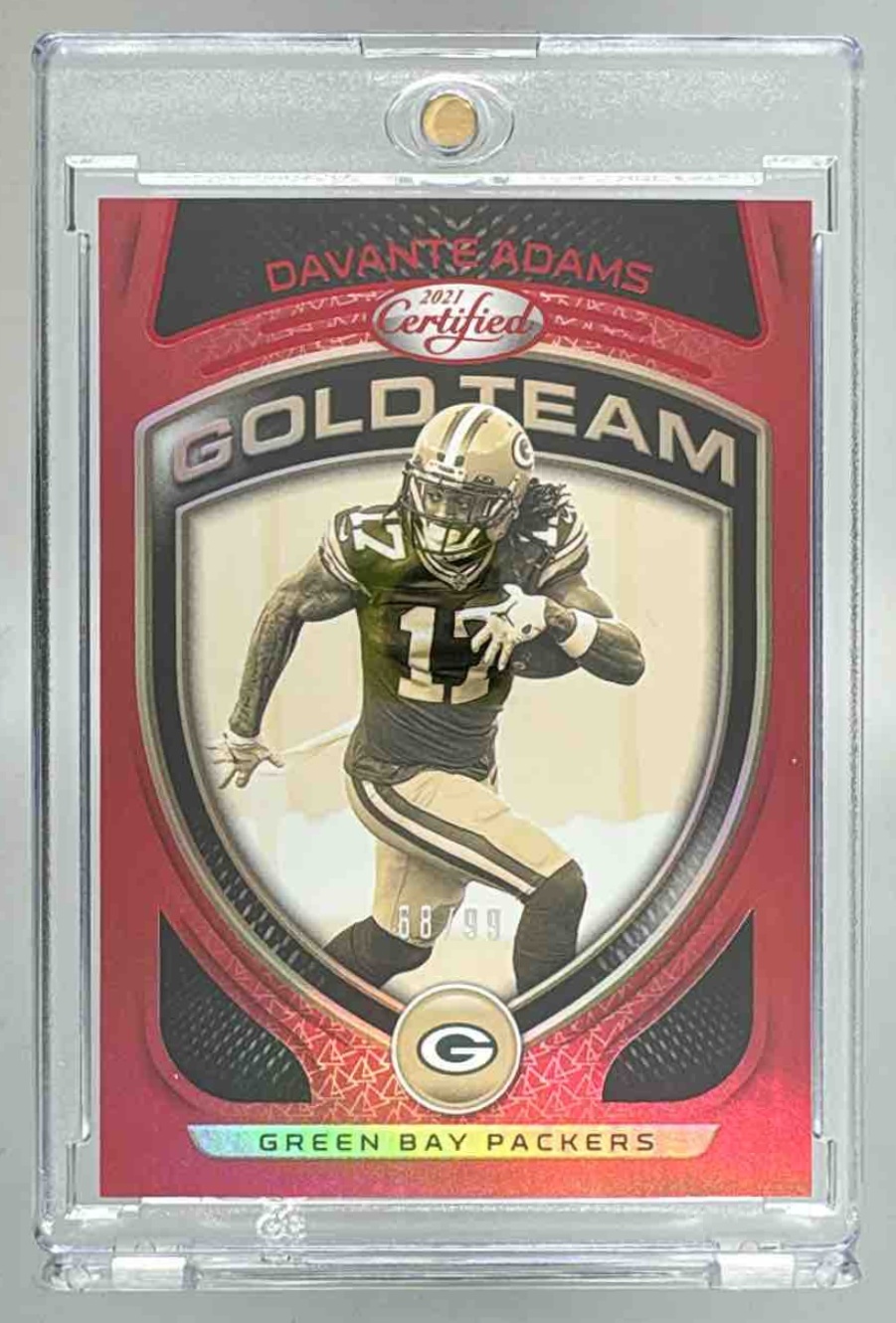Card image for 2021 Panini Certified Davante Adams Gold Team Mirror Red /99 #GT-15 Packers
