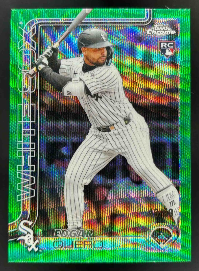 Card image for 2025 Topps Chrome Update Edgar Quero Green Wave Refractor /99 RC