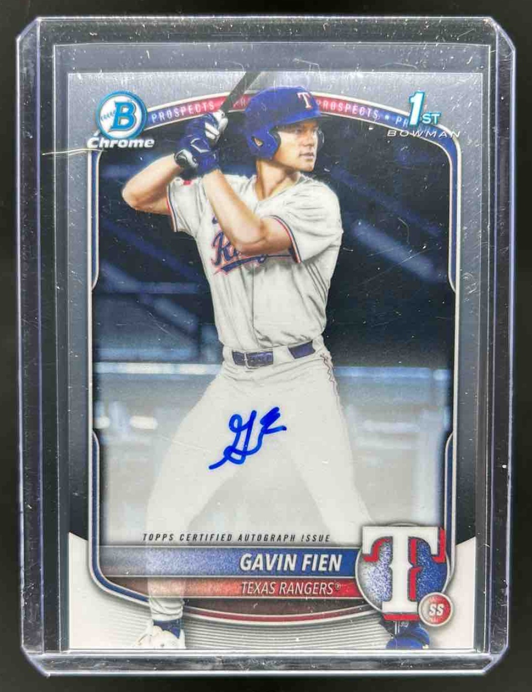 Gavin Fien 2025 Bowman Baseball Draft Chrome Auto 1st Prospect Texas Rangers