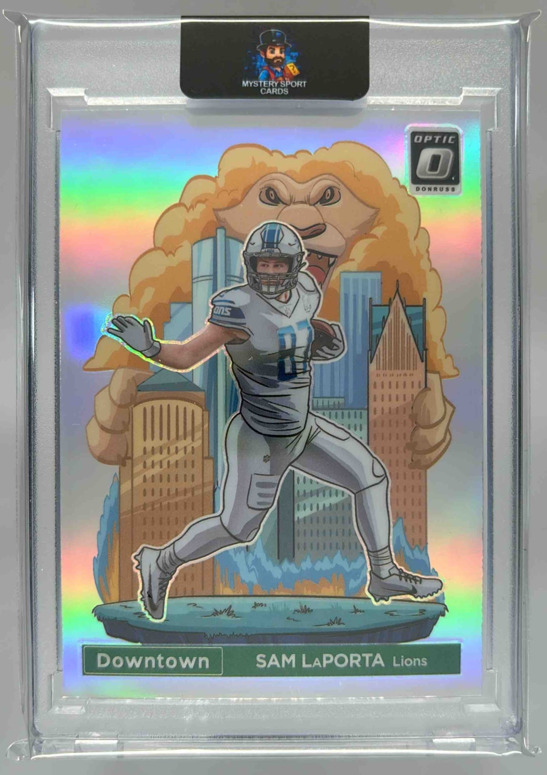 Card image for 2024 Panini Football Donruss Optic Sam LaPorta Downtown! #6 SSP Detroit Lions