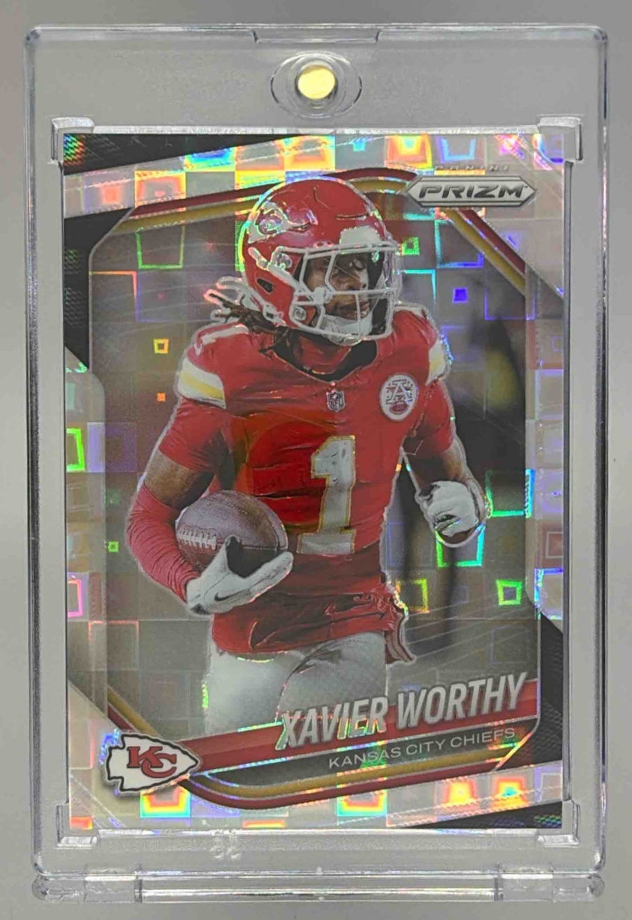 Card image for 2025 Panini Football Prizm Xavier Worthy Pandora /400 #197 Kansas City Chiefs