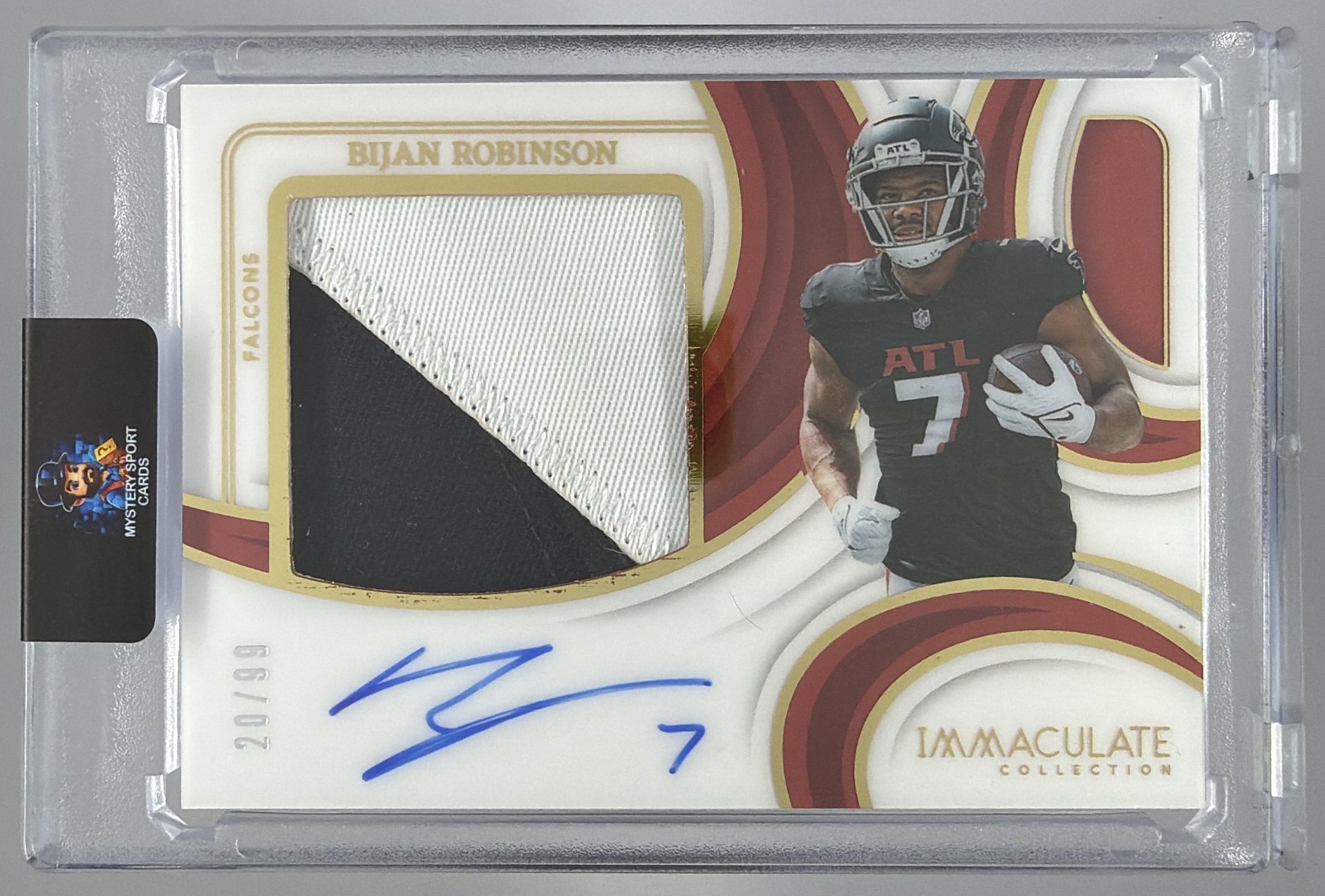 Card image for 2024 Panini Immaculate Bijan Robinson Premium Patch Auto /99 #PPA-BRN Falcons