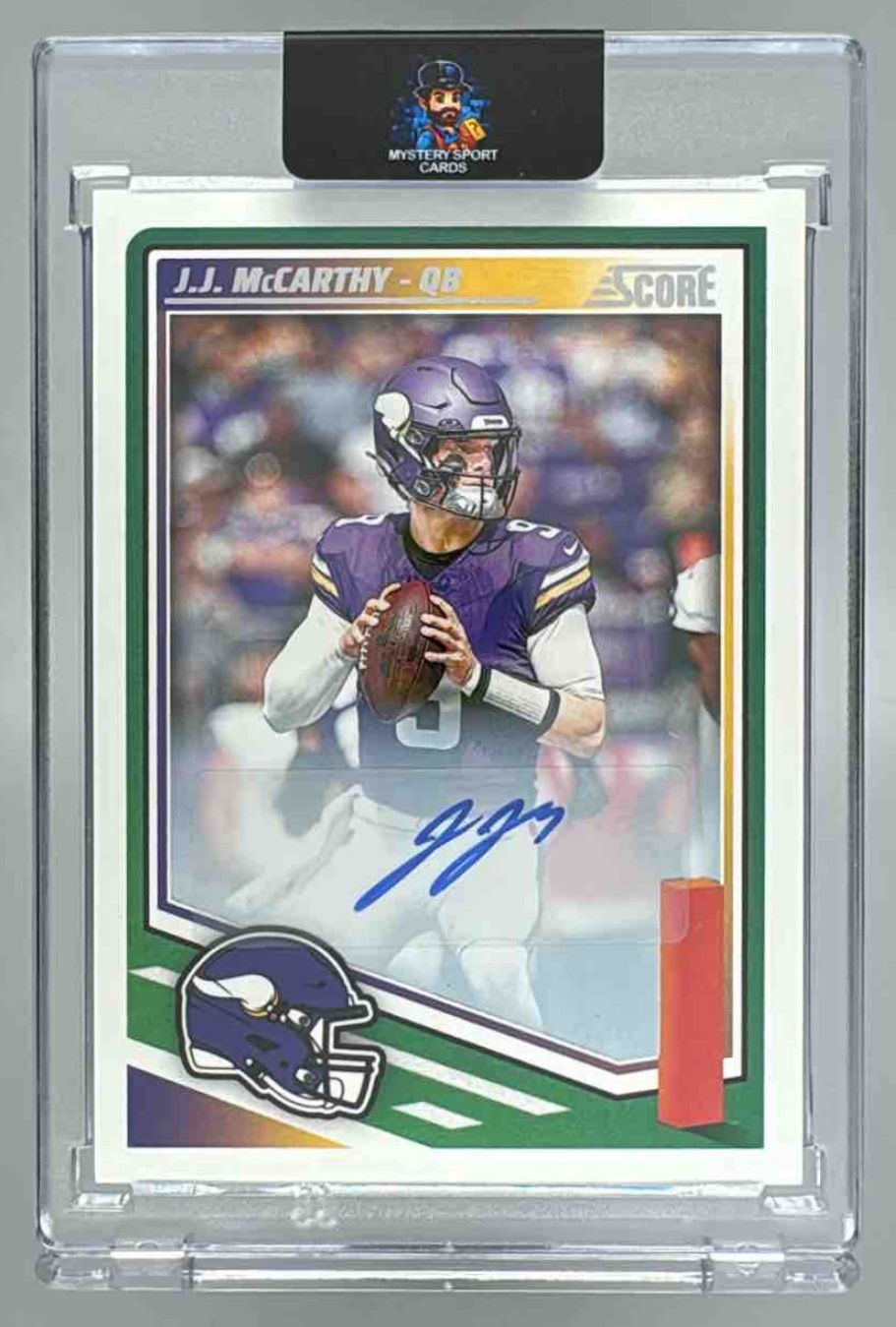 Card image for 2025 Panini Football Score J.J. McCarthy Signatures #291 Auto Minnesota Vikings
