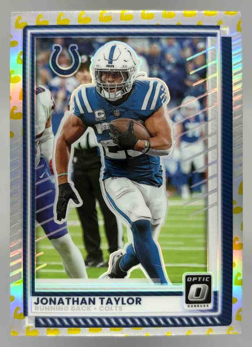 Card image for 2025 Panini Donruss Optic Jonathan Taylor Flex Prizm /199 #49 Colts