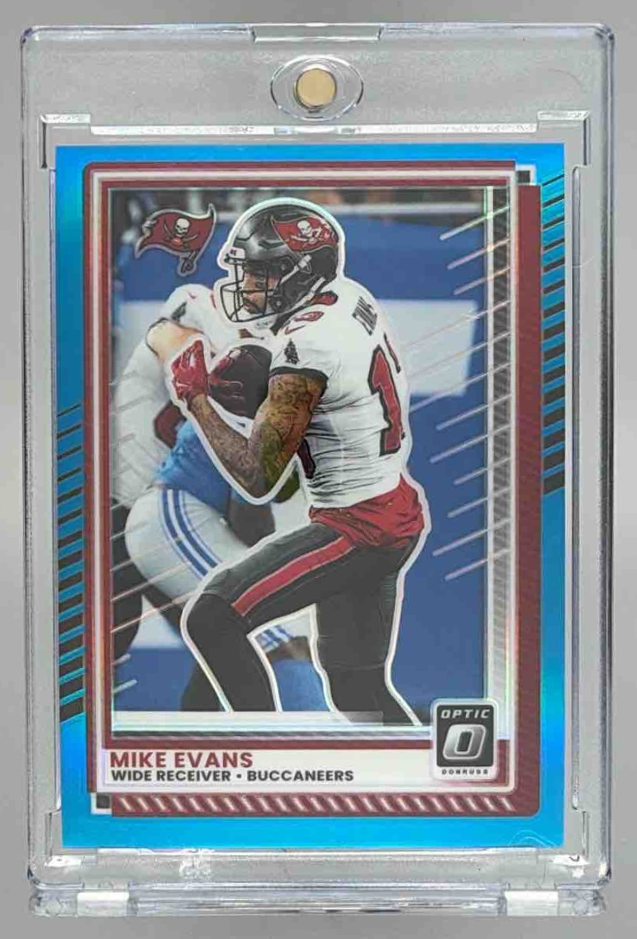 Card image for 2025 Panini Donruss Optic Mike Evans Aqua Prizm /349 #11 Buccaneers