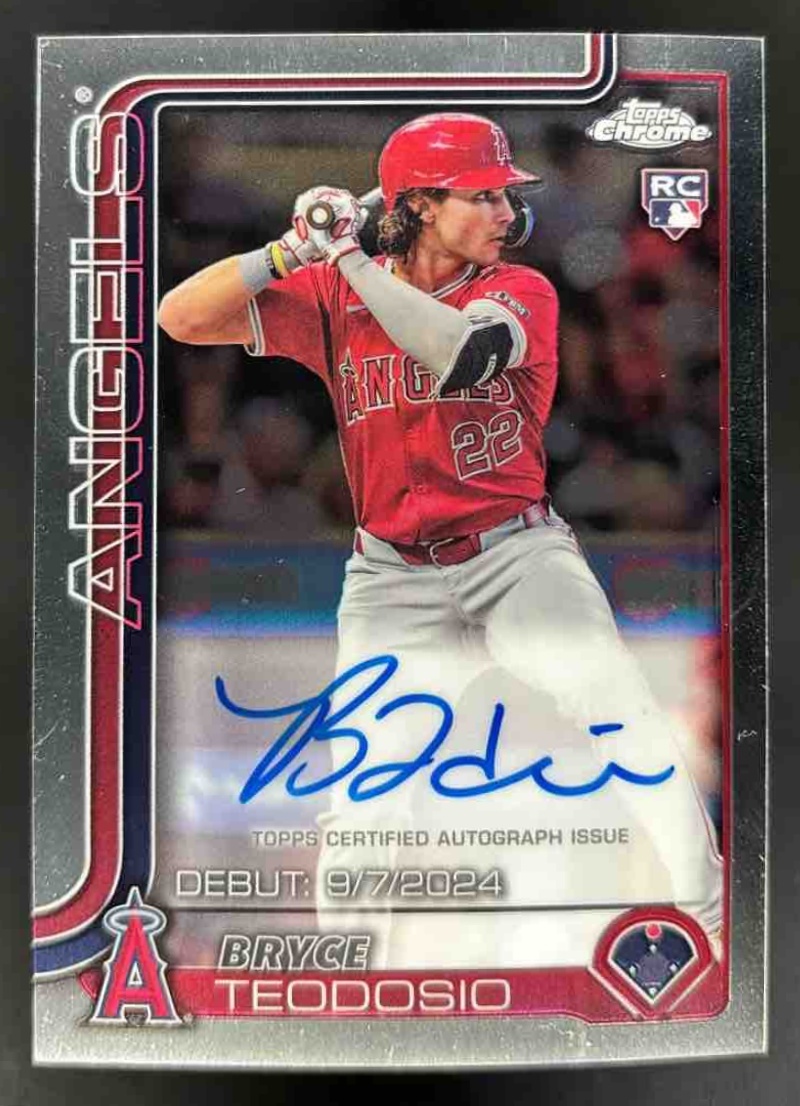 Card image for 2025 Topps Chrome Update Bryce Teodosio Rookie Debut Auto #CRDA-BT RC Angels