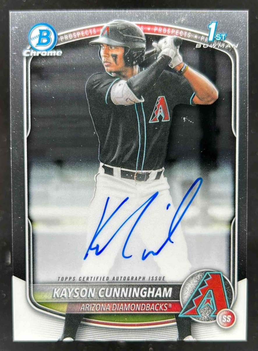 Card image for Kayson Cunningham 2025 Bowman Draft Chrome Prospect Auto