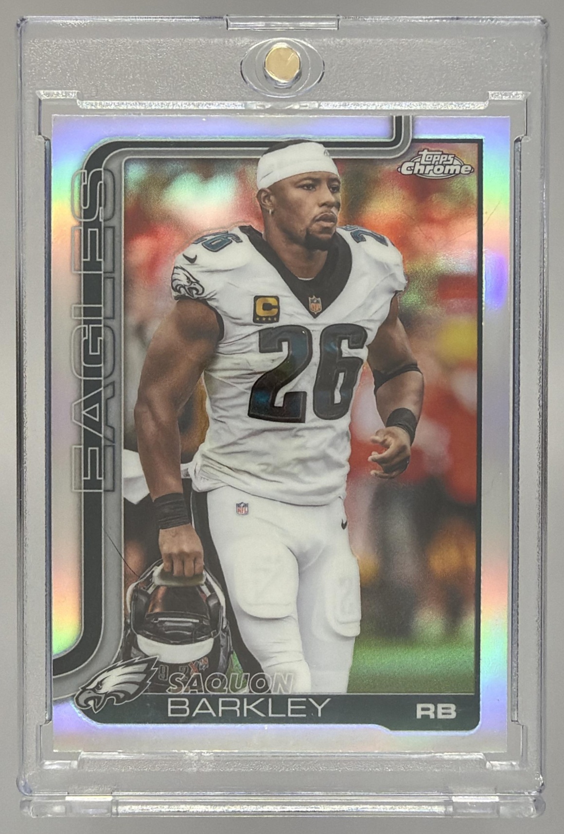 Card image for 2025 Topps Chrome Sapphire Saquon Barkley Image Variation #248 SP VAR Eagles