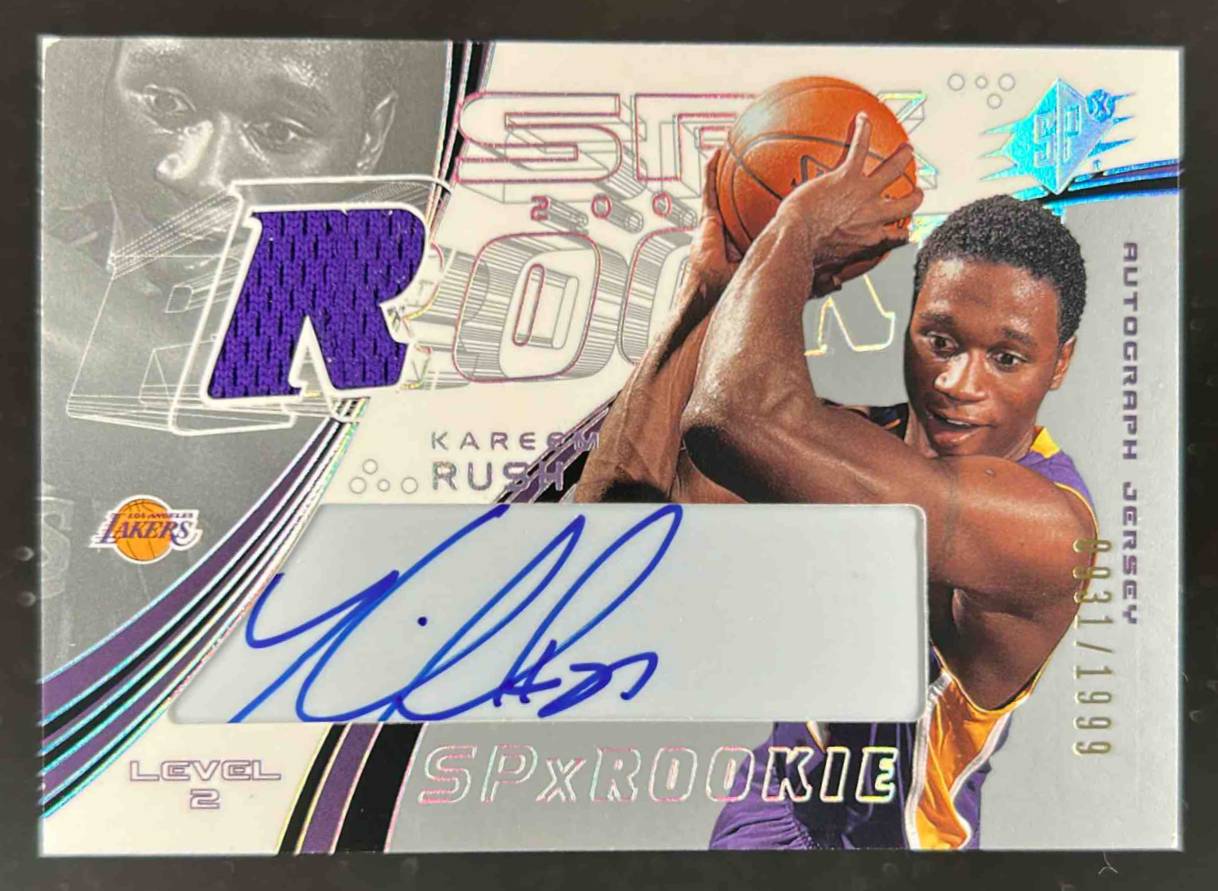 Card image for 2002-03 SPX KAREEM RUSH /1999 #116 MEM AUTO RC ROOKIE LOS ANGELES LAKERS