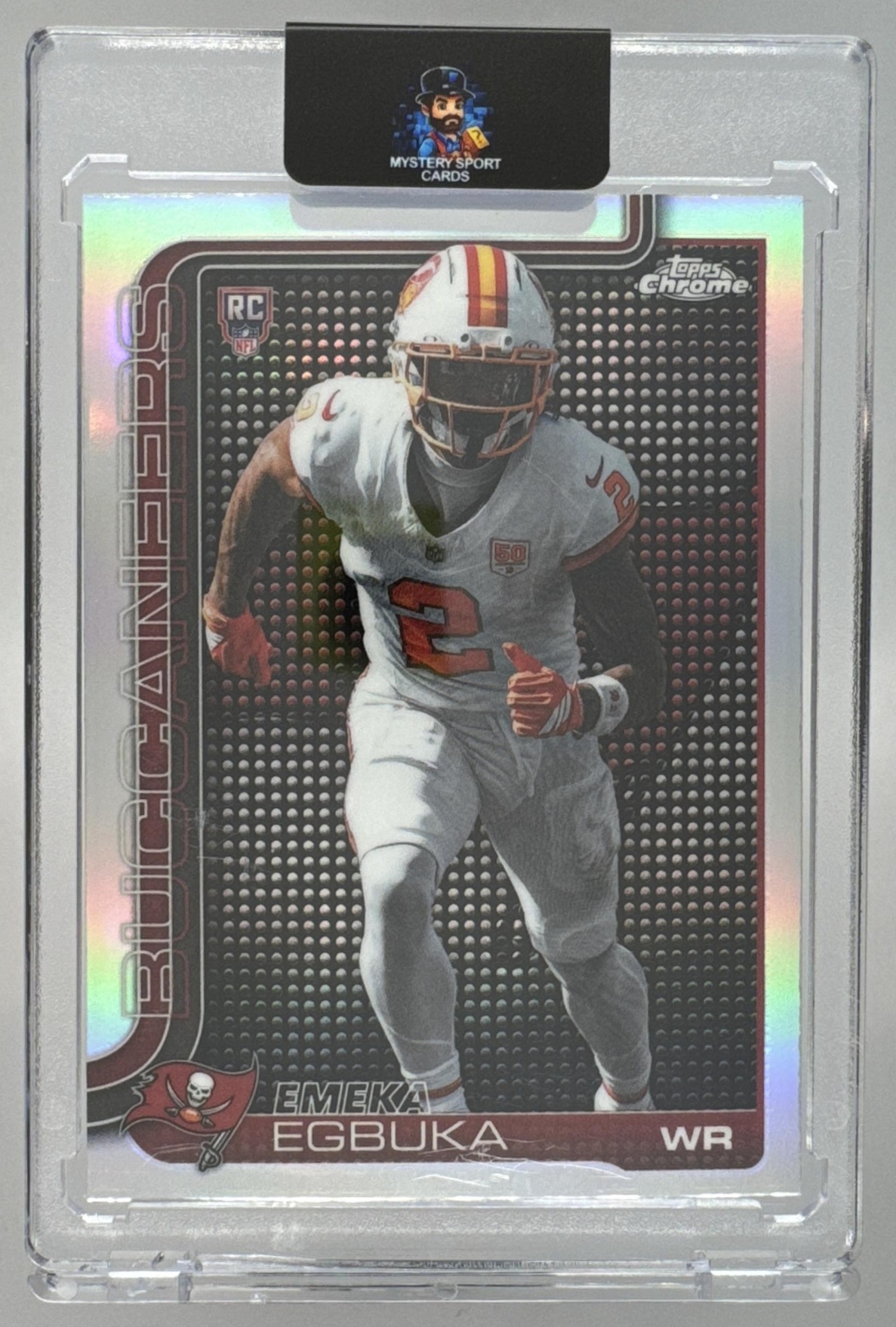 Card image for 2025 Topps Chrome Emeka Egbuka Lightboard Logo Variation #312 RC Buccaneers