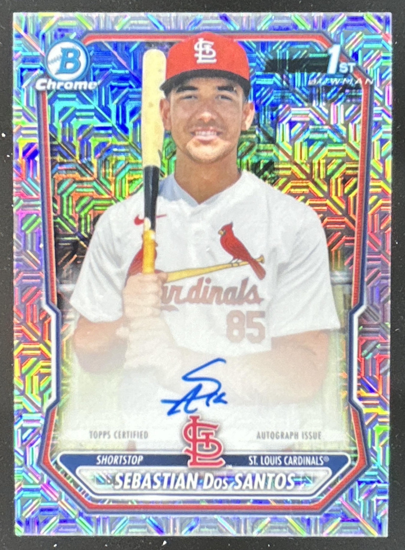 Card image for Sebastian Dos Santos 2026 Bowman Chrome Mega Box Prospects Auto Mojo Refractor