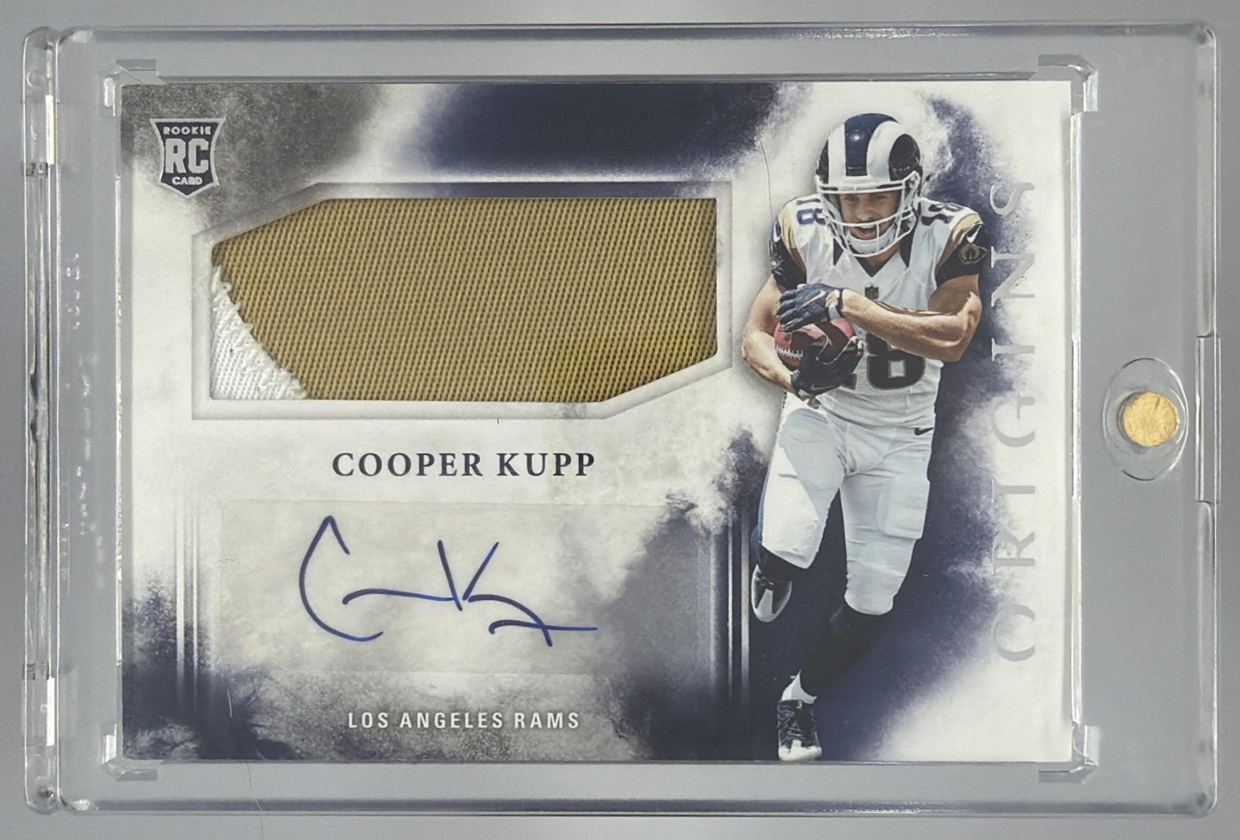 Card image for 2017 Panini Origins Cooper Kupp #132 Jumbo Patch RC Auto Rams
