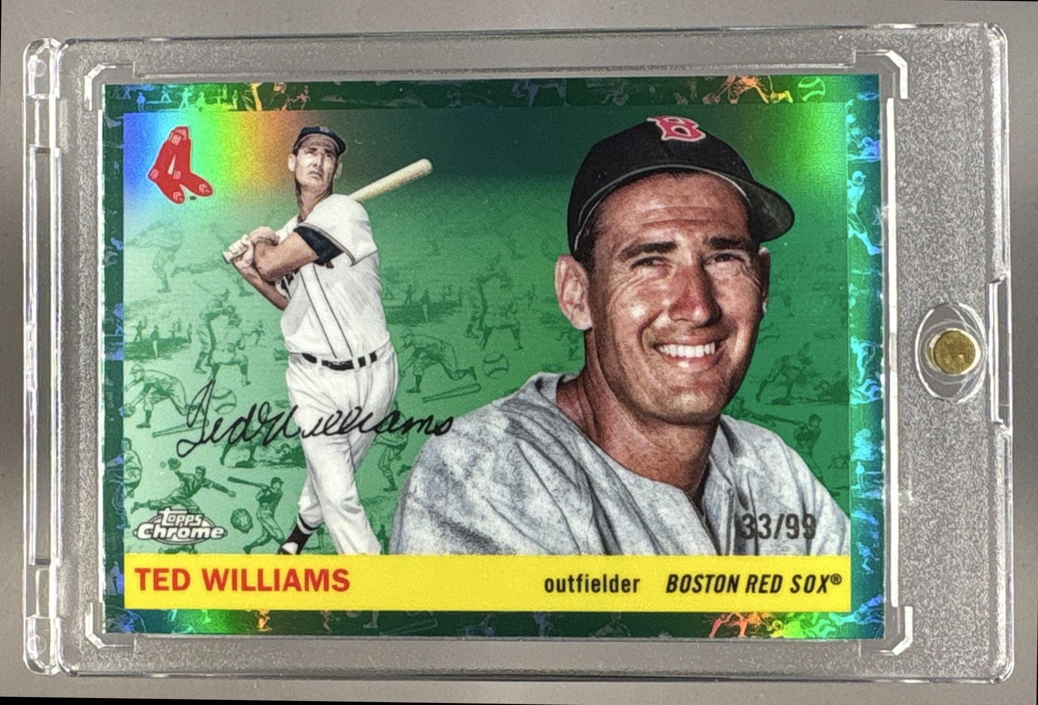 2025 TOPPS CHROME PLATINUM TED WILLIAMS #351 TOILE WHITE/GREEN REFRACTOR /99