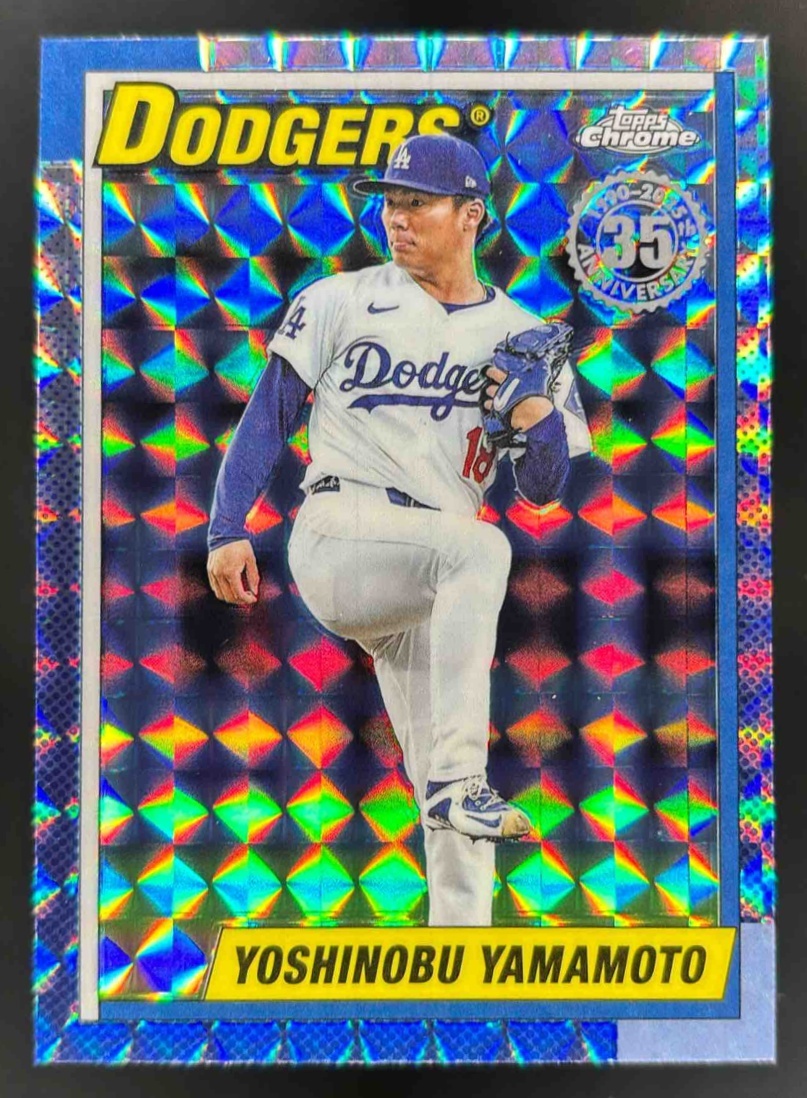 Card image for 2025 Topps Chrome Update Yoshinobu Yamamoto 1990 Geometric Refractor