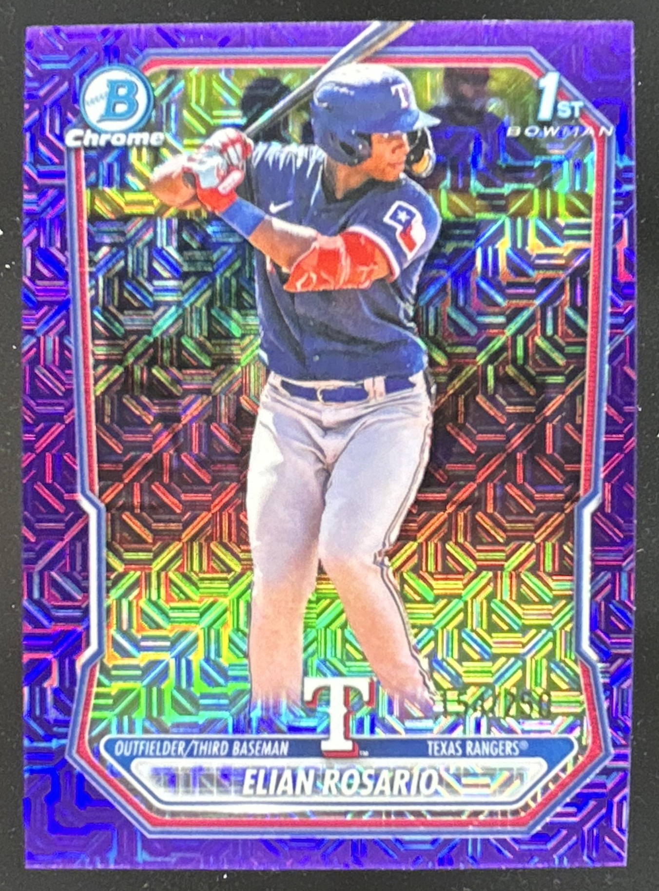 Card image for Elian Rosario 2026 Bowman Chrome Mega Box Prospects Purple Mojo Refractor /250