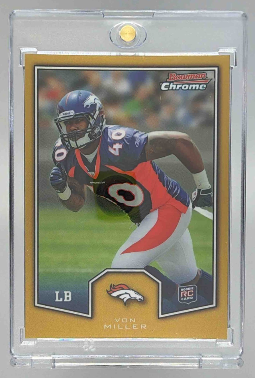 Card image for 2011 Bowman Sterling Von Miller Rookie Black Refractor Jumbo Relic Cards /50 #BSR-VM RC Broncos