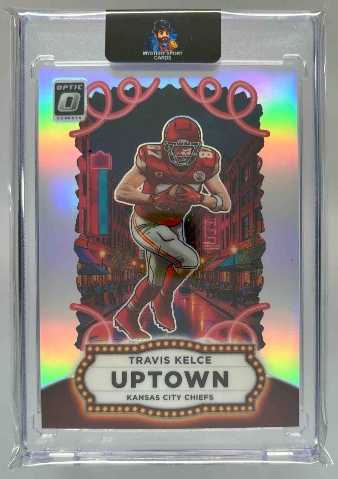 Card image for 2025 Panini Football Donruss Optic Travis Kelce Uptown #22 Kansas City Chiefs