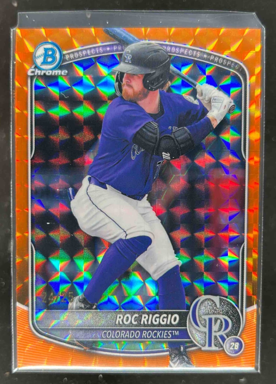 Card image for Roc Riggio 2025 Bowman Draft Chrome Orange Geometric Refractor /25