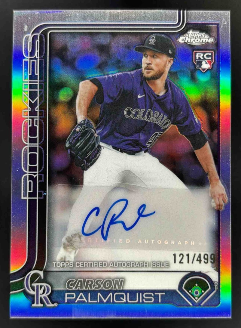 Card image for 2025 Topps Chrome Update Carson Palmquist Auto Refractor /499 #AC-CP RC Rockies