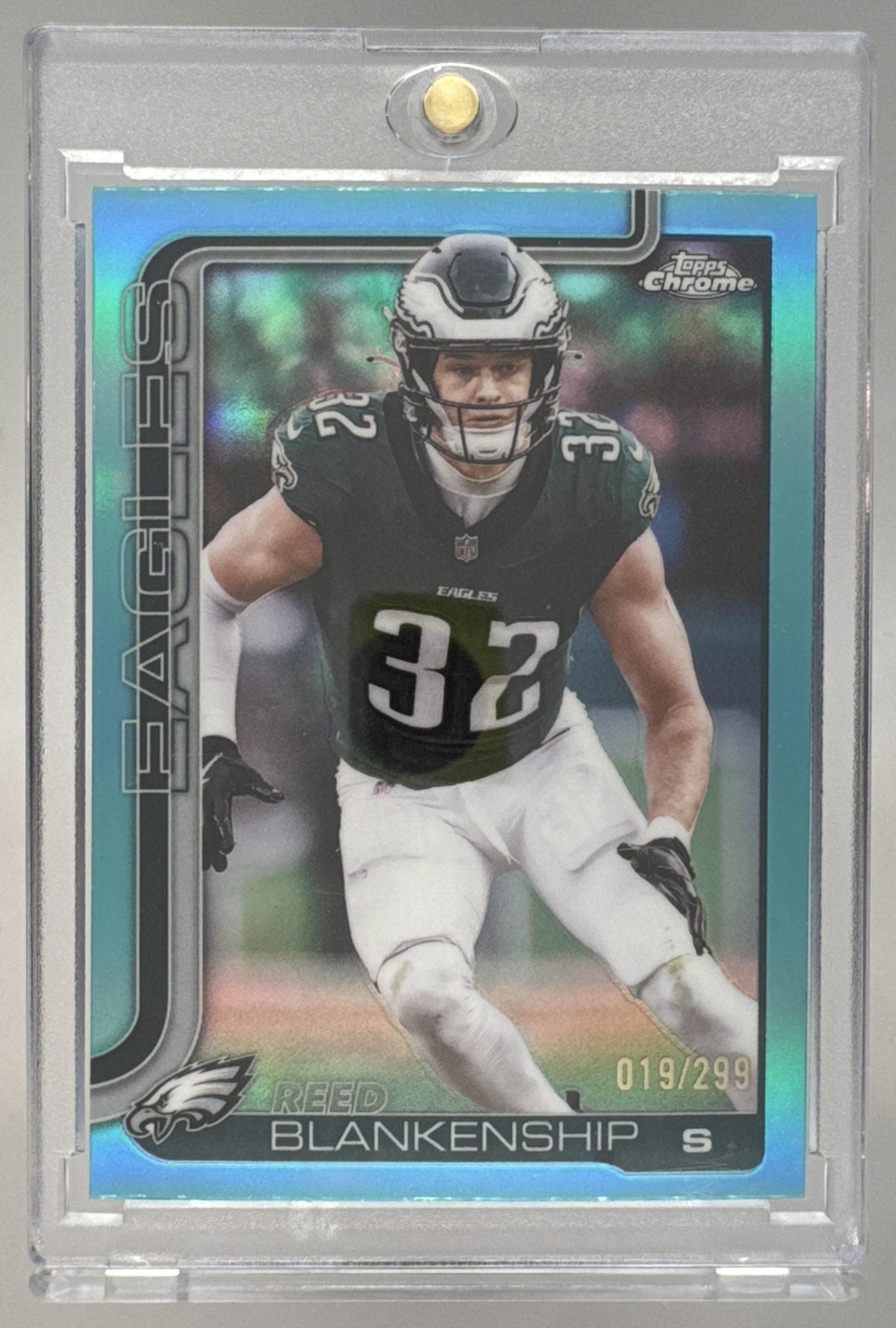 Card image for 2025 Topps Chrome Reed Blankenship Teal Refractor /299 #251 Eagles