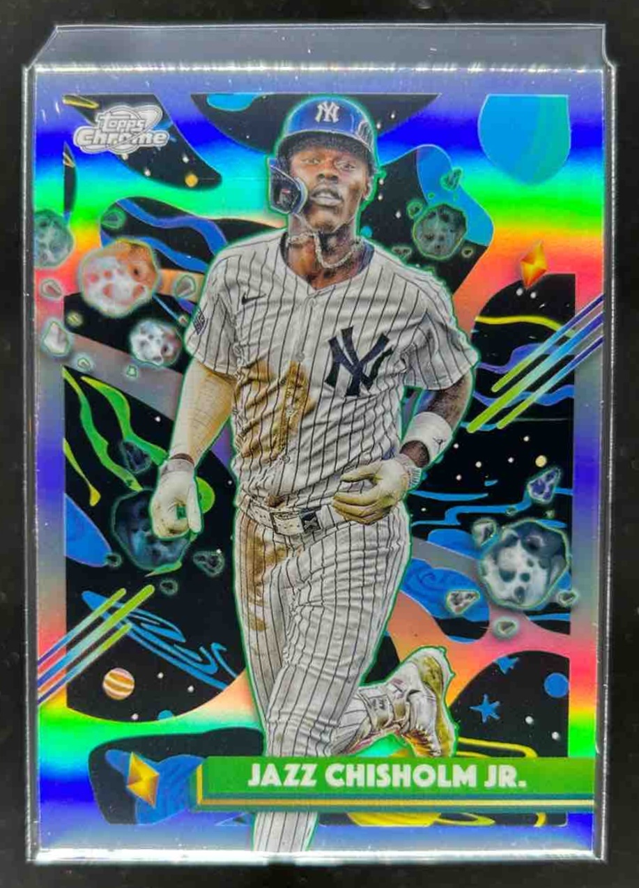 Card image for Jazz Chisholm Jr. 2025 Topps Baseball Cosmic Chrome Refractor New York Yankees