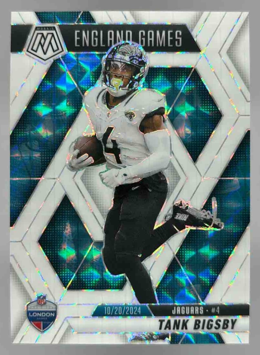 Card image for 2025 Panini Mosaic Tank Bigsby International Games White Prizm /25 #257 Jaguars