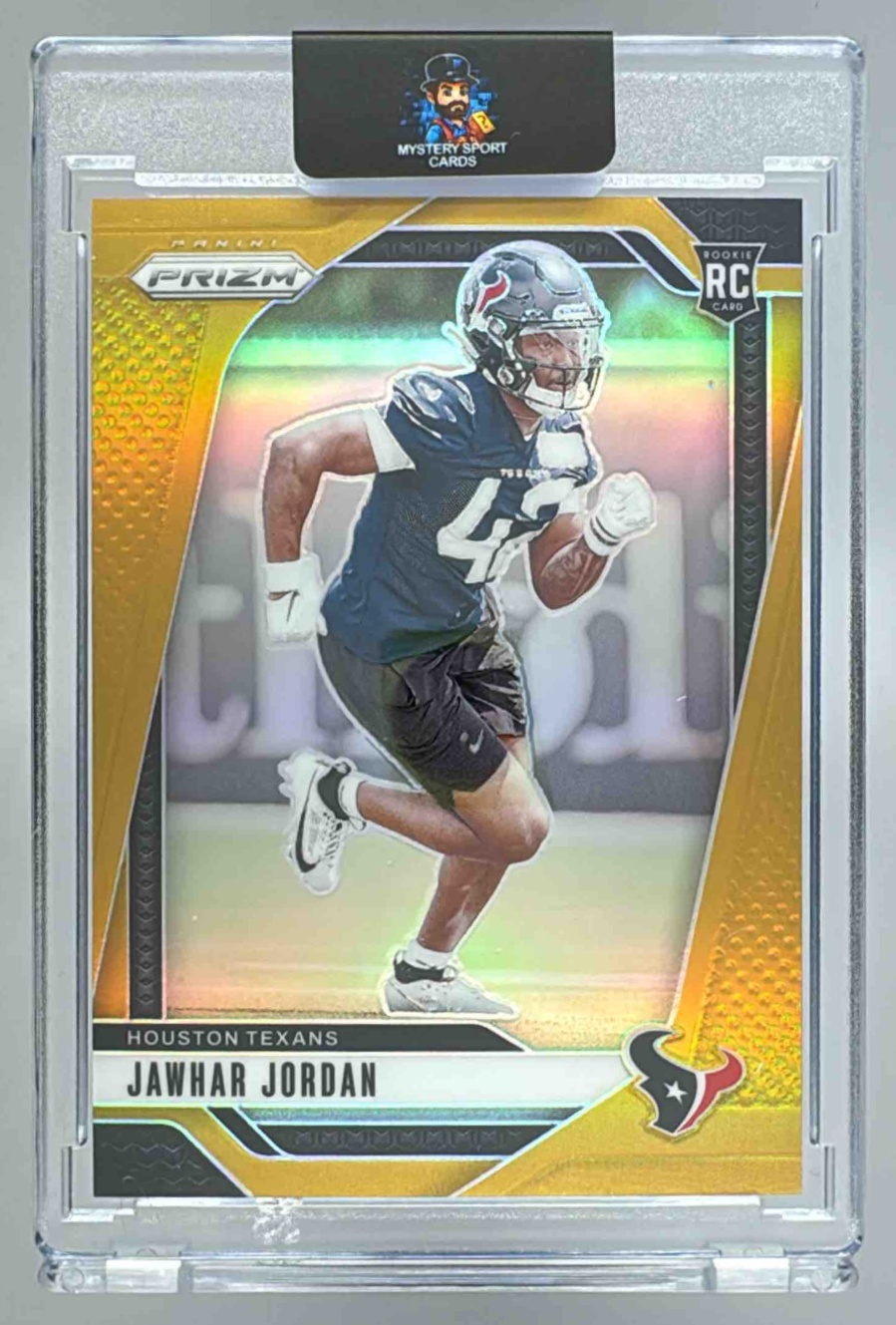 Card image for 2024 Panini Football Prizm Jawhar Jordan Gold /10 #346 RC Houston Texans