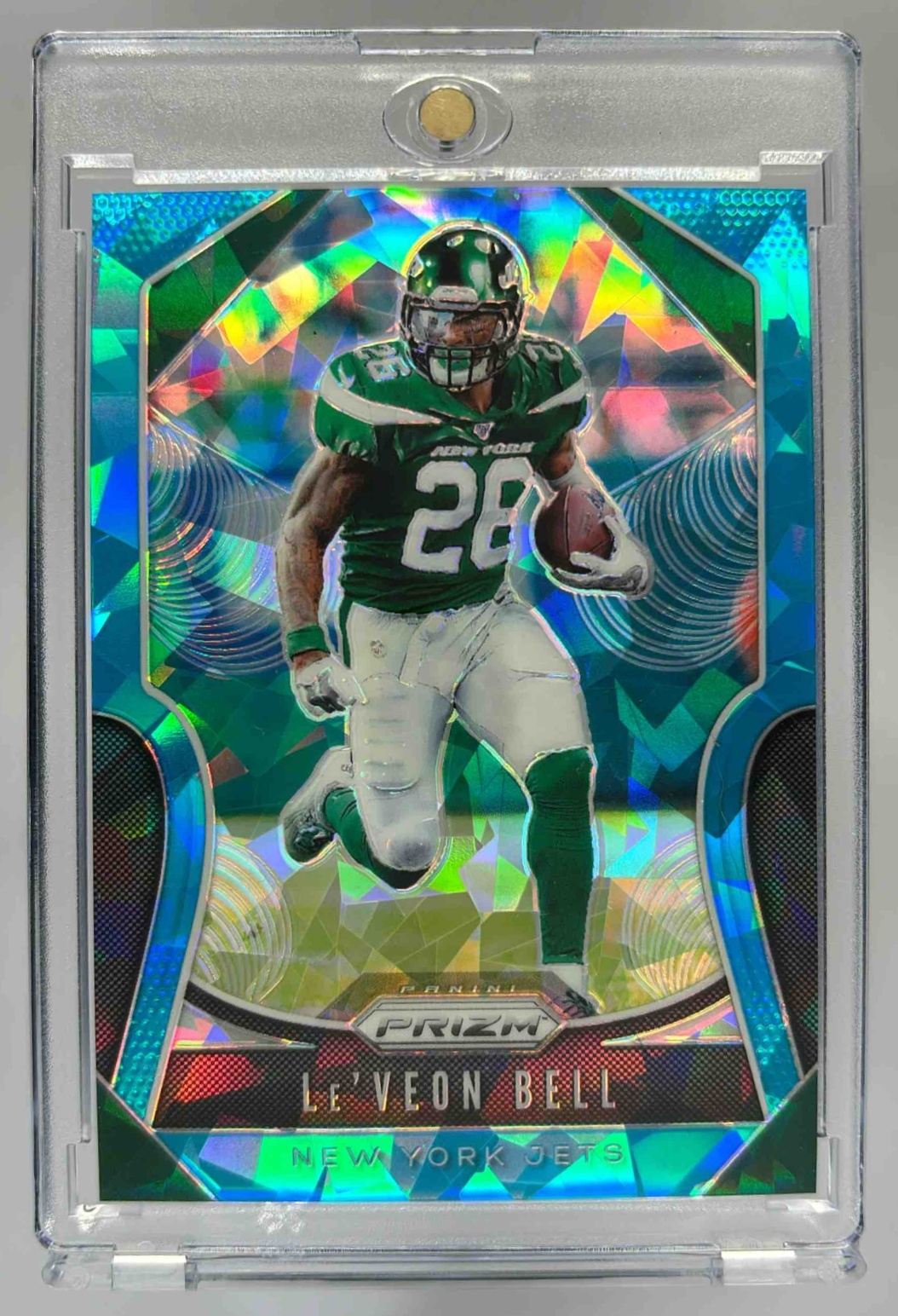Card image for 2019 Panini Football Prizm Le Veon Bell Blue Ice /99 #29 New York Jets