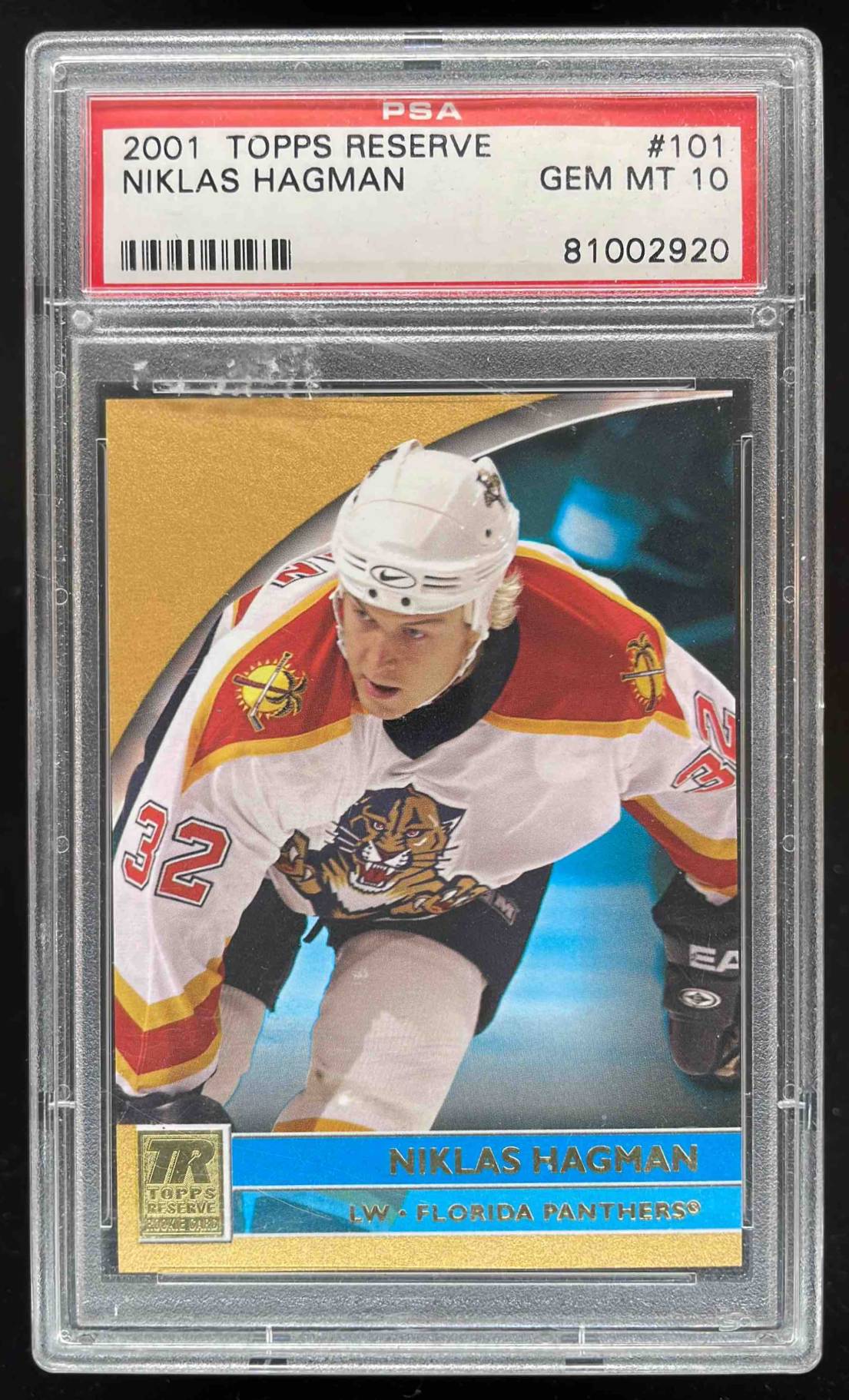 Card image for 2001-02 TOPPS RESERVE NIKLAS HAGMAN /1099 #101 RC PSA 10 ROOKIE FLORIDA PANTHERS