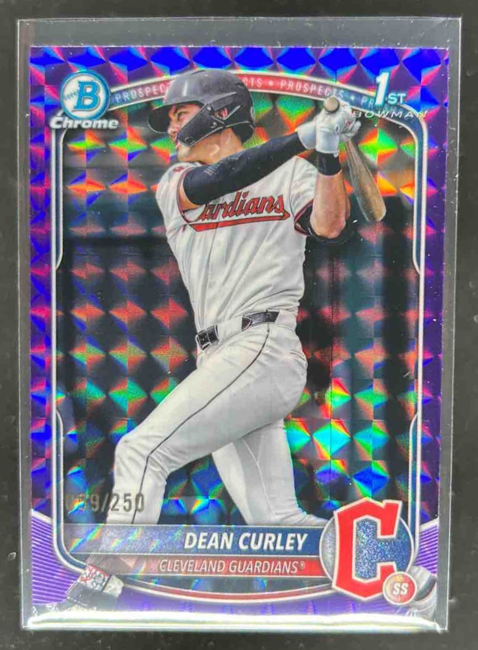 Card image for Dean Curley 2025 Bowman Draft Chrome Purple Geometric Refractor /250
