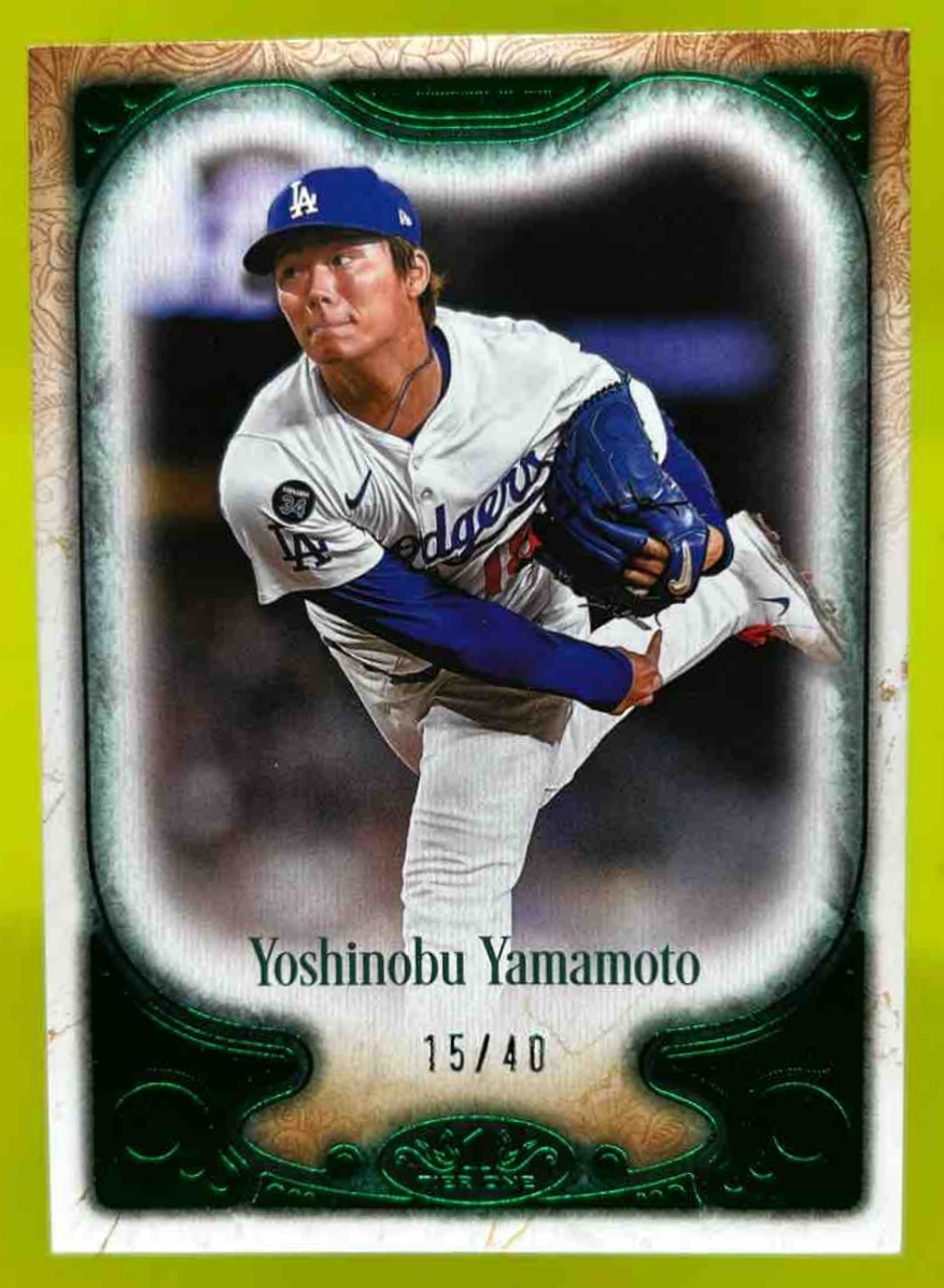 Card image for Yoshinobu Yamamoto 2026 Topps Tier One 2 Green Foil /40