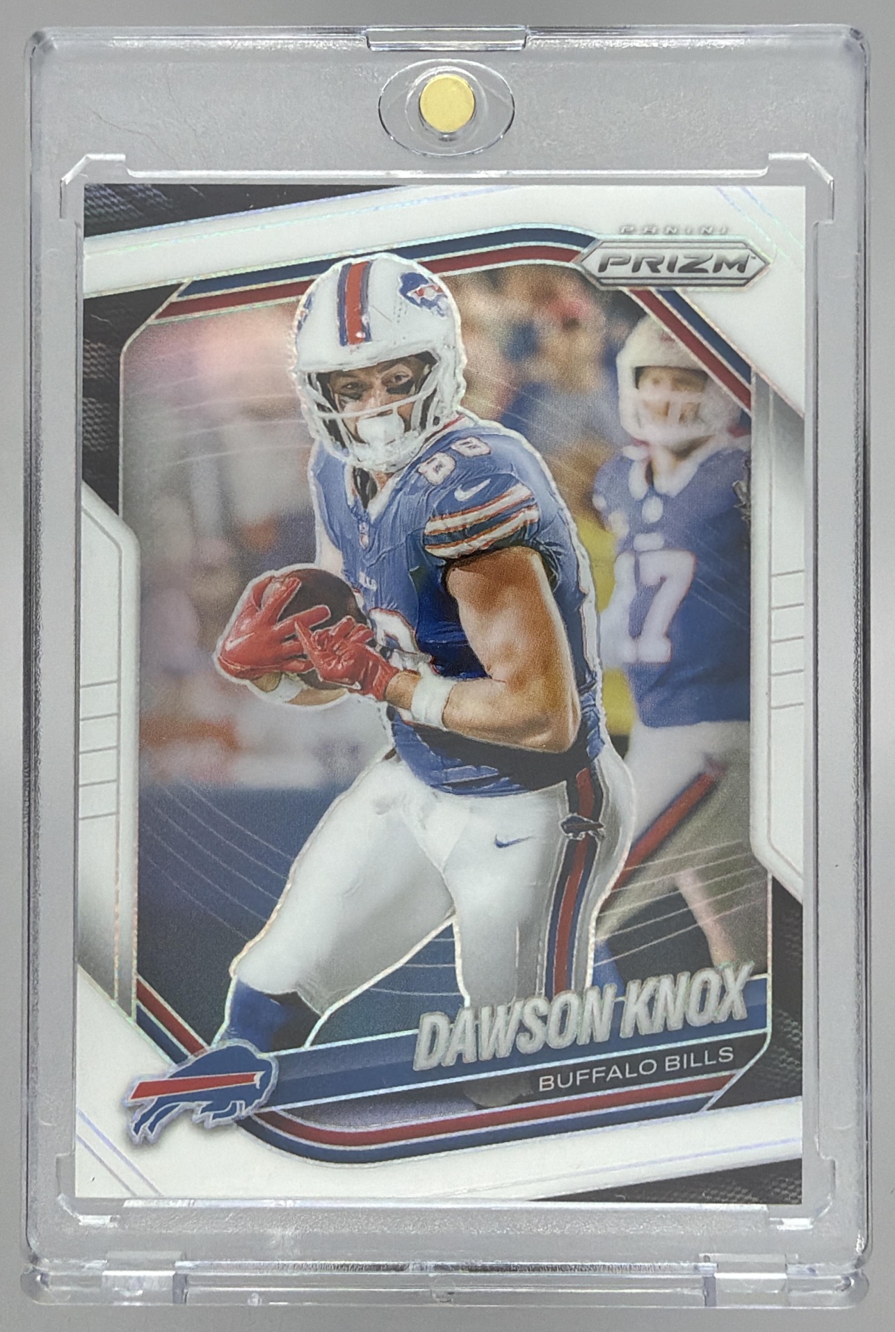 Card image for 2025 Panini Football Prizm Dawson Knox White /35 #65 Buffalo Bills