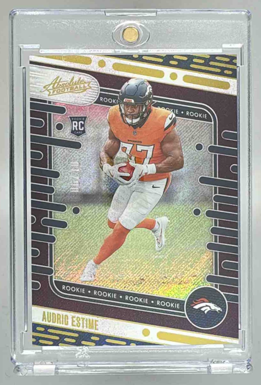 Card image for 2024 Panini Absolute Audric Estime Rookies Blue Spectrum /50 #193 RC Broncos
