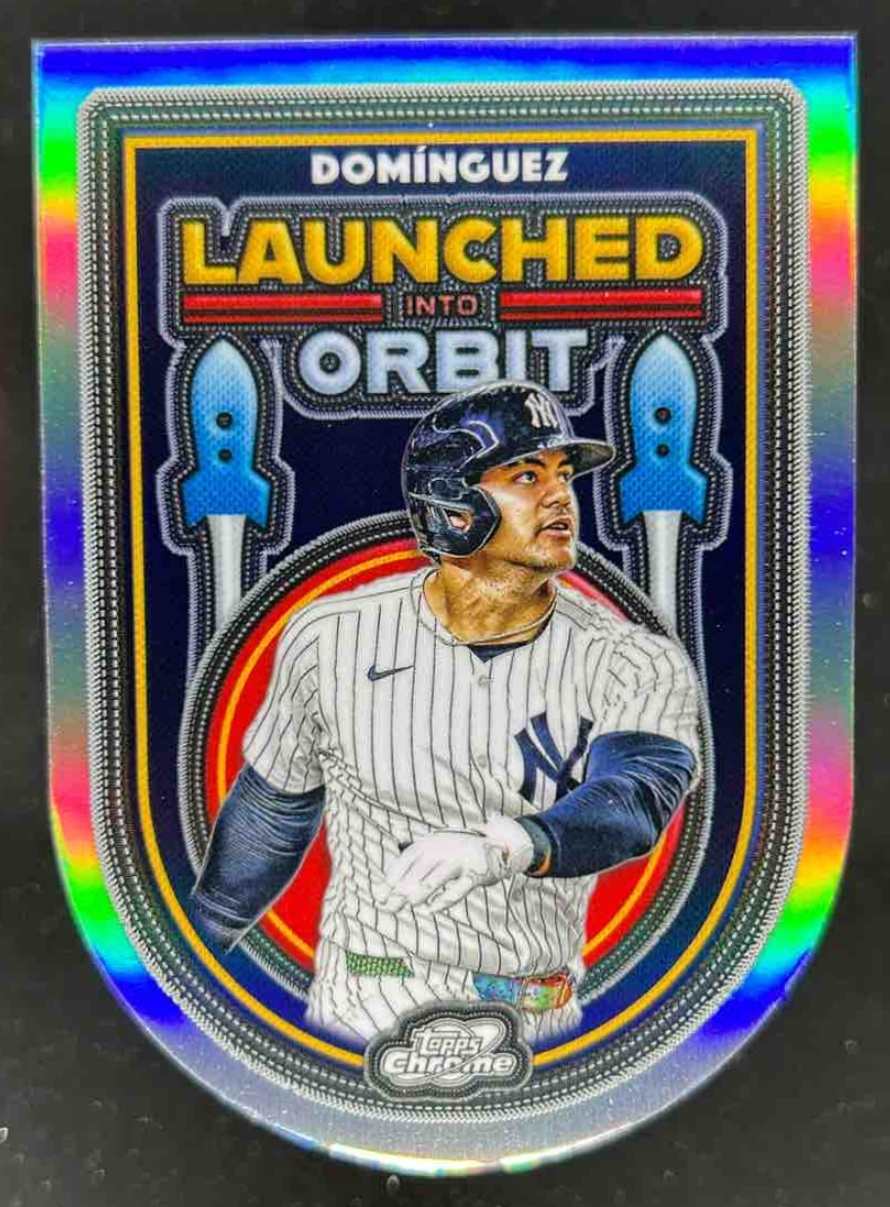 Card image for Jasson Dominguez 2025 Topps Cosmic Chrome Launched Into Orbit