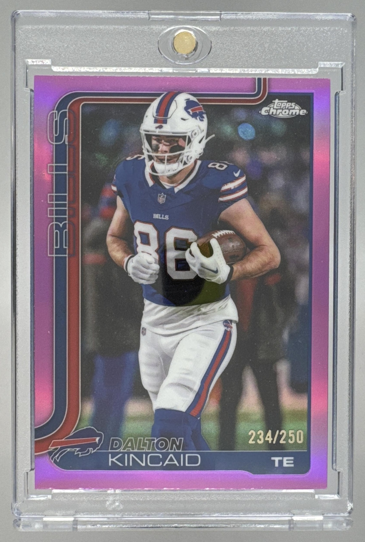 Card image for 2025 Topps Chrome Dalton Kincaid Pink Wave Refractor /250 #37 Bills