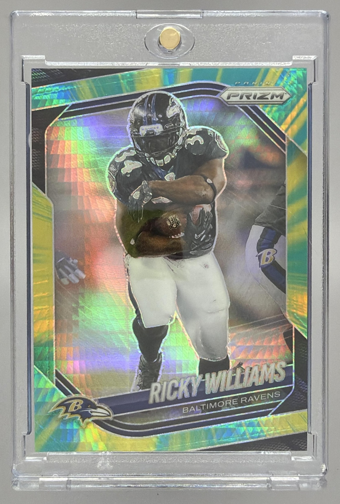 Card image for 2025 Panini Football Prizm Ricky Williams Hyper /200 #158 Baltimore Ravens