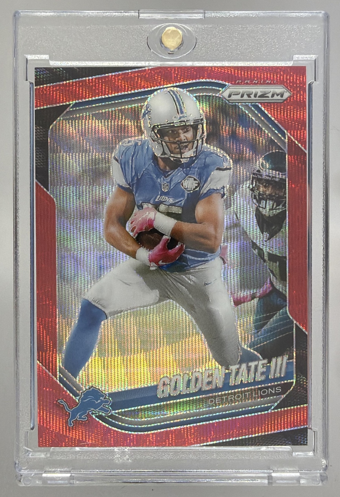 Card image for 2025 Panini Football Prizm Golden Tate III Red Wave /149 #139 Detroit Lions