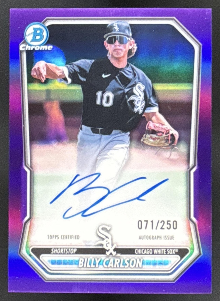 Card image for 2026 Bowman Billy Carlson Chrome Prospect Auto Purple Refractor /250