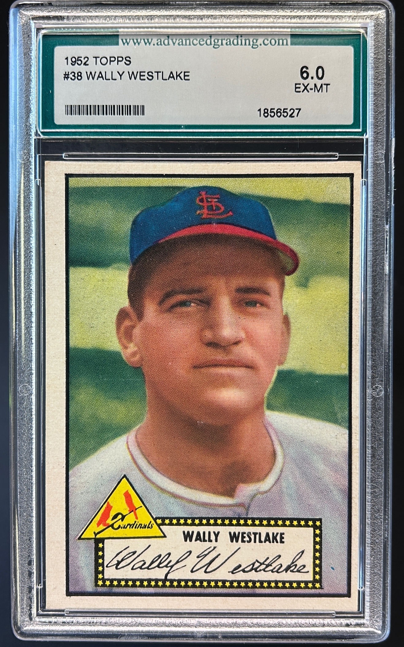 Card image for 1952 TOPPS WALLY WESTLAKE #38 AGS 6 EX/MT ST. LOUIS CARDINALS