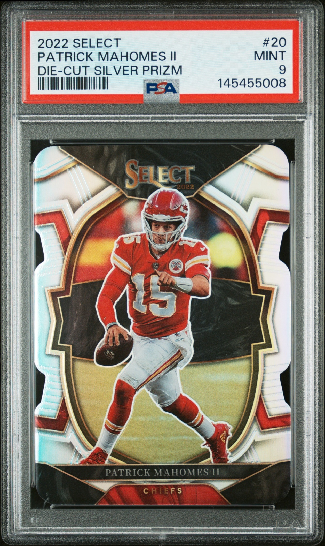 Card image for 2022 Panini Select Patrick Mahomes II Silver Prizm #20 Concourse Chiefs