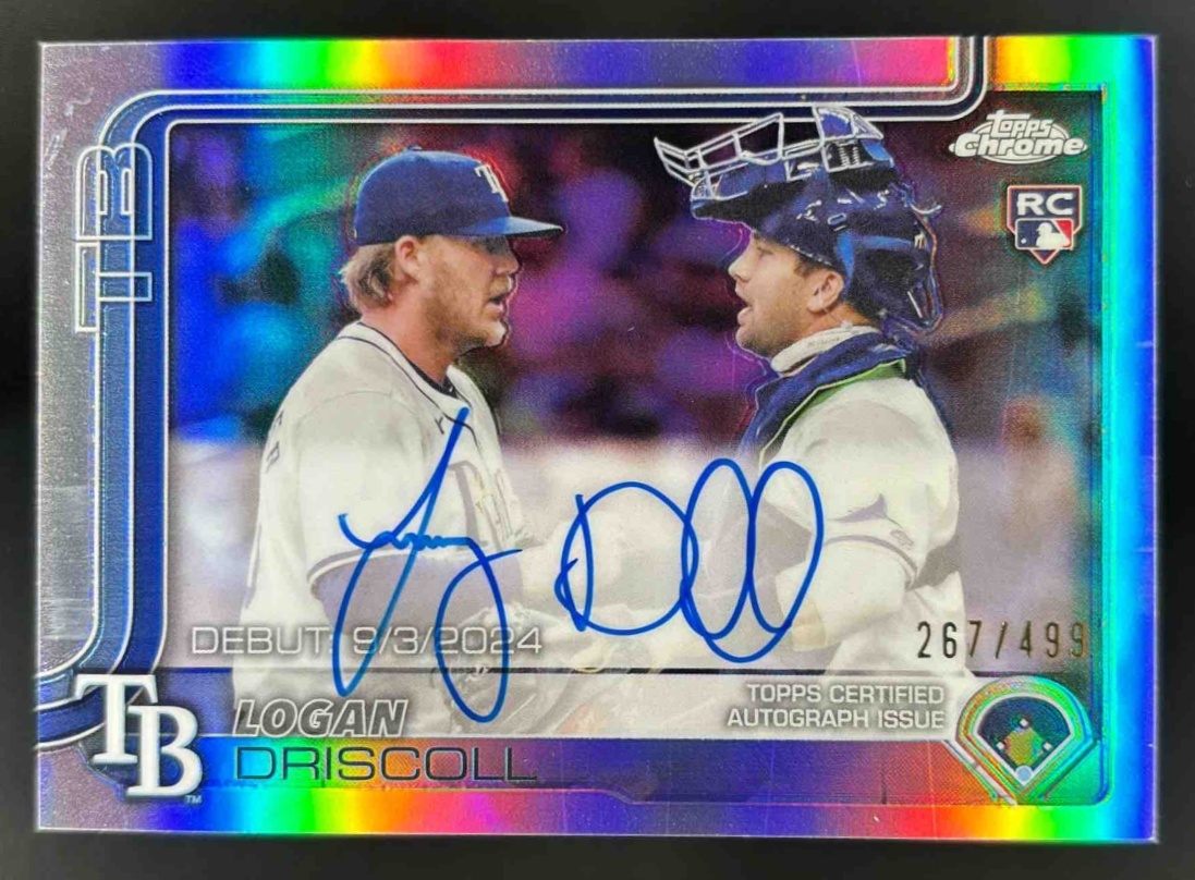 Card image for 2025 Topps Chrome Update Logan Driscoll Rookie Debut Auto Refractor /499 RC