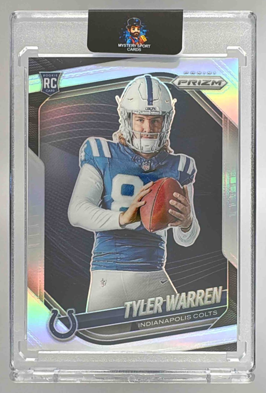 Card image for 2025 Panini Prizm Tyler Warren Rookie Variations Silver Prizms #417 Colts