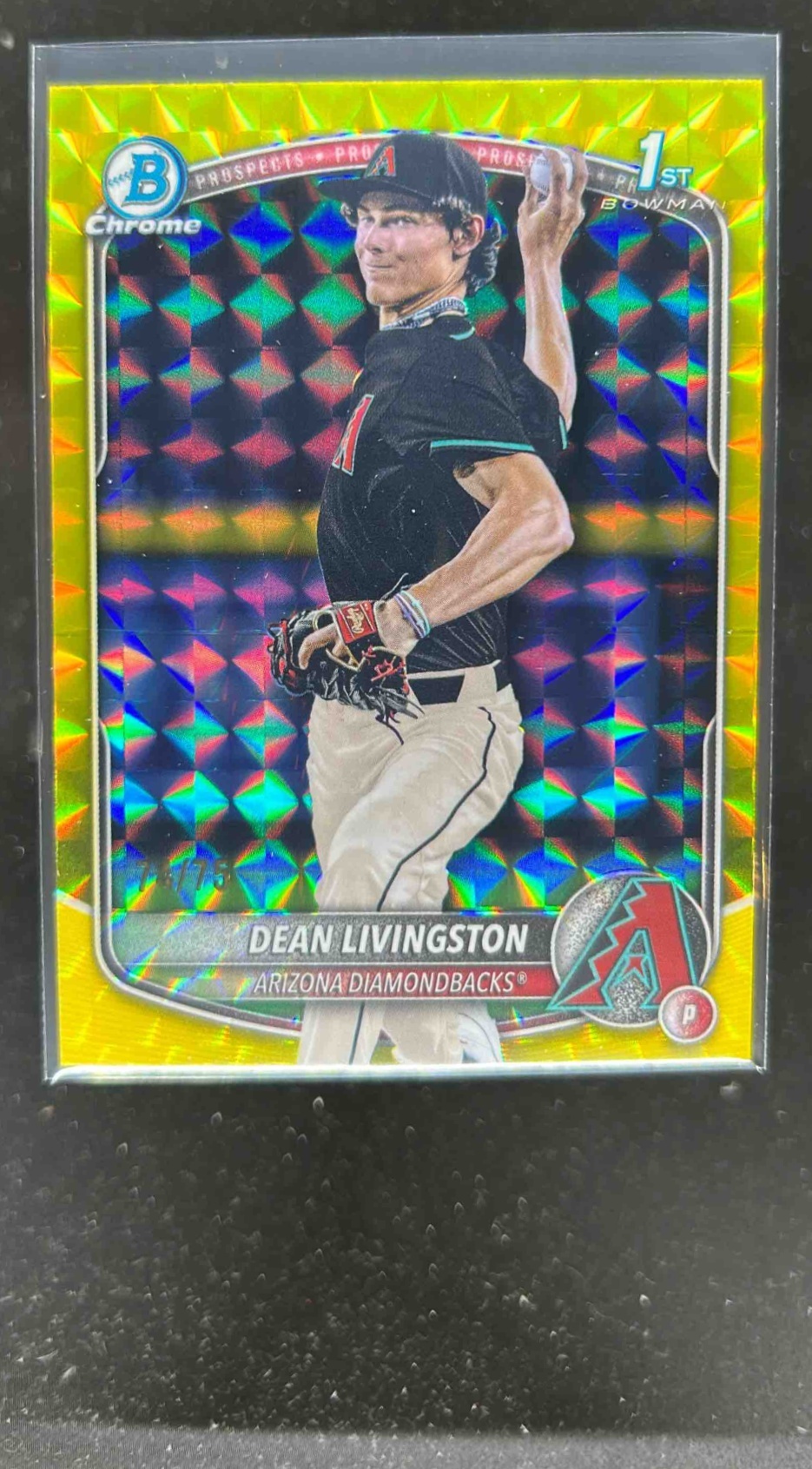 Card image for Dean Livingston 2025 Bowman Draft Chrome Yellow Geometric Refractor /75