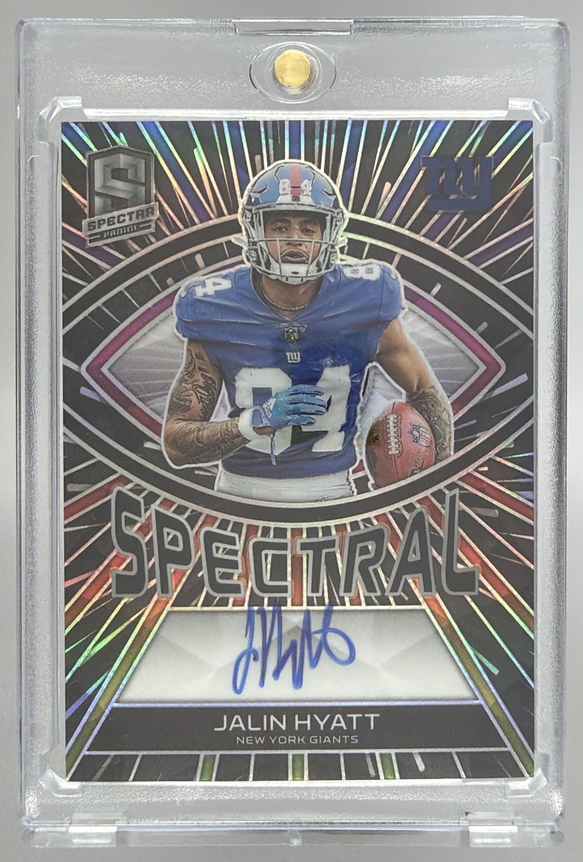 Card image for 2023 Panini Spectra Jalin Hyatt Spectral Signatures Supernova /75 #SS-JH RC Auto Giants