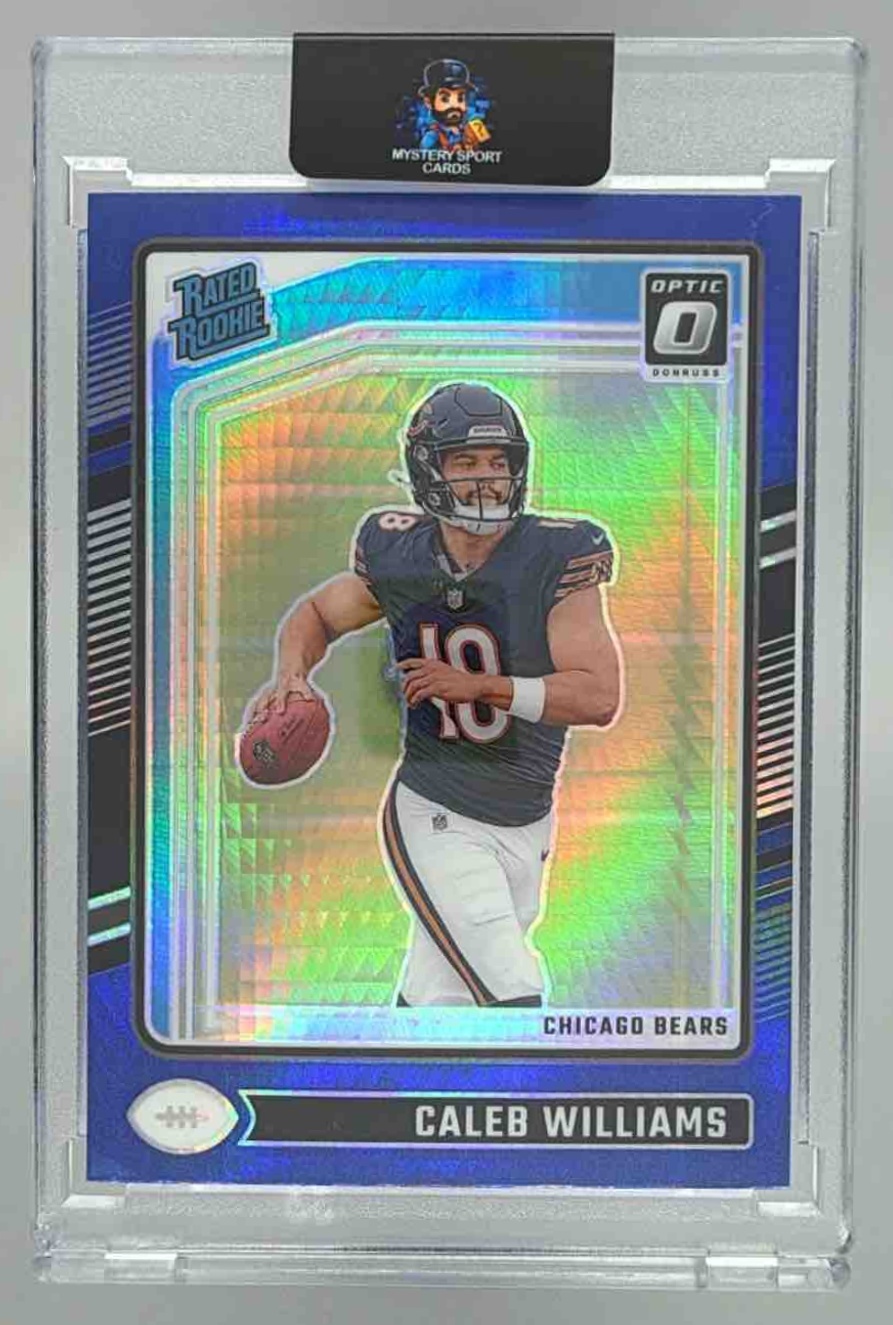 Card image for 2024 Panini Donruss Optic Caleb Williams Purple Shock #201 Rated Rookie Bears