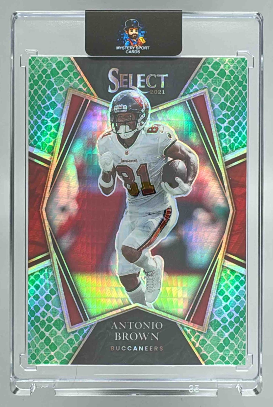 Card image for 2021 Panini Select Antonio Brown Dragon Scale Prizm /89 #132 Premier Level Buccaneers