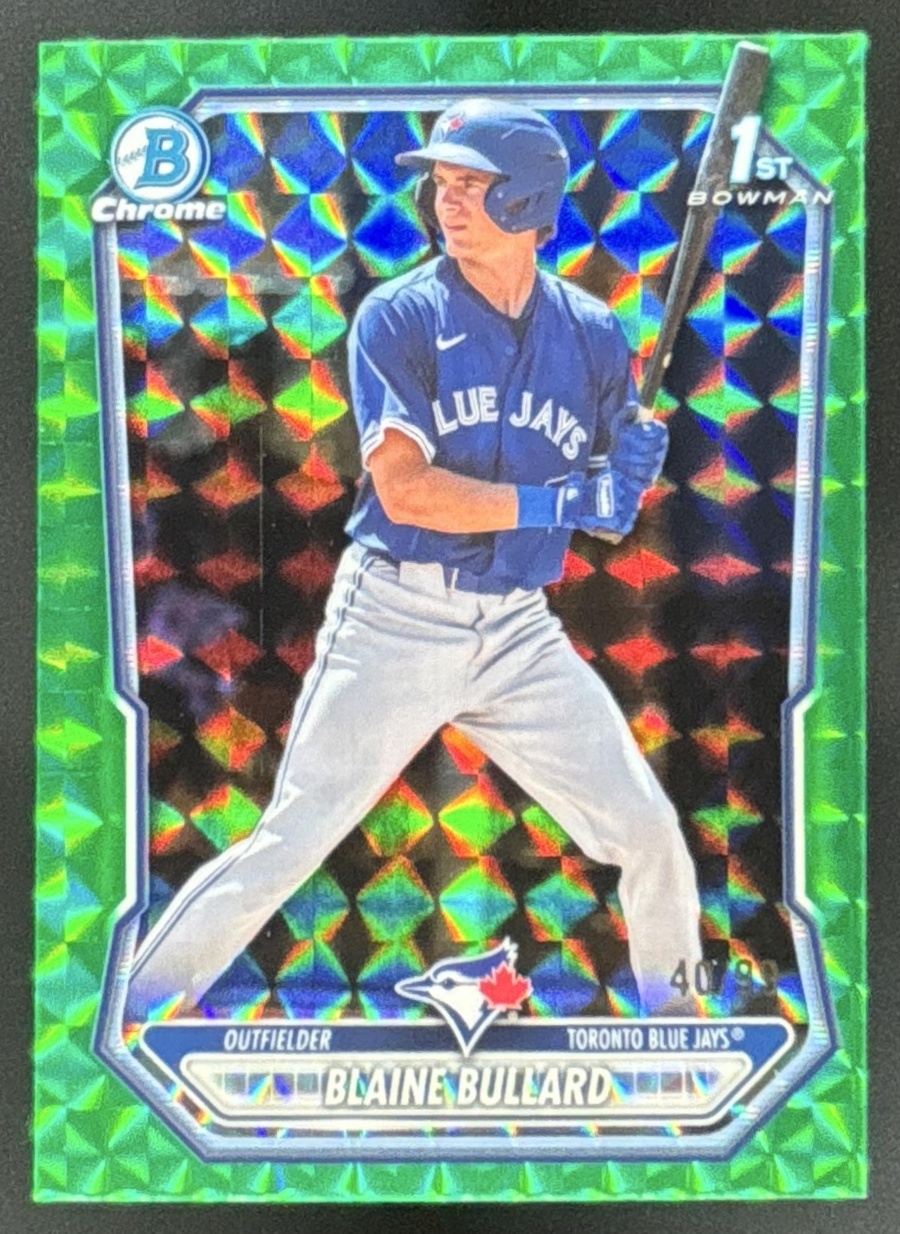 Card image for 2026 Bowman Blaine Bullard Chrome Green Geometric Refractor /99 1st Prospect